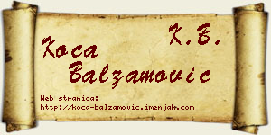Koča Balzamović vizit kartica